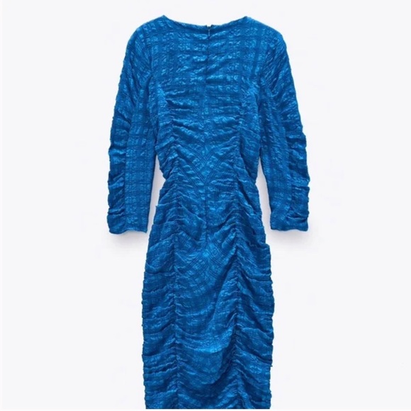 NWT Zara Textured Blue Midi
Anne Dress Stretch Fitted Long
Sleeve size S - Picture 9 of 16